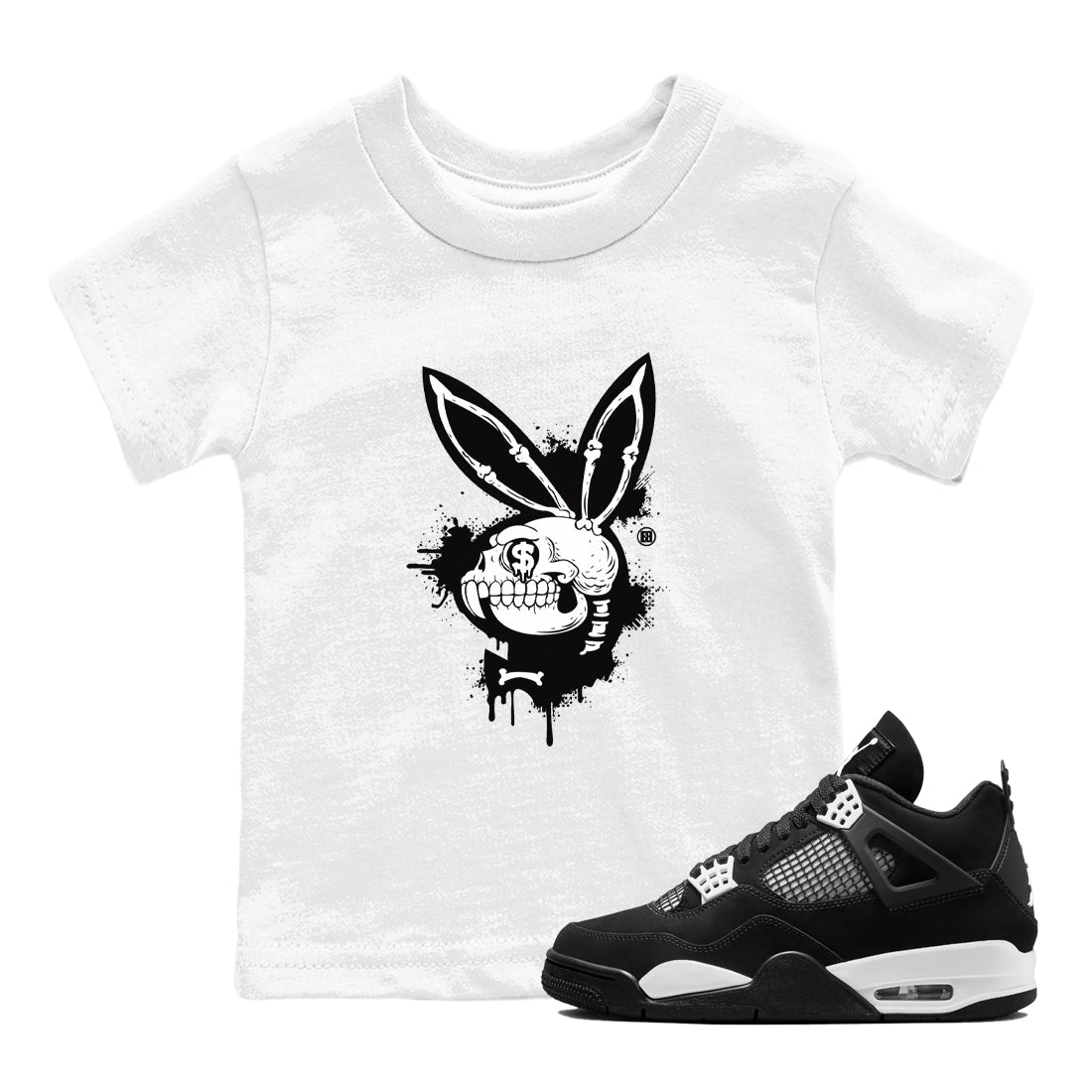 Playskull snkmatch Tees Kids - Air Jordan 4 White Thunder