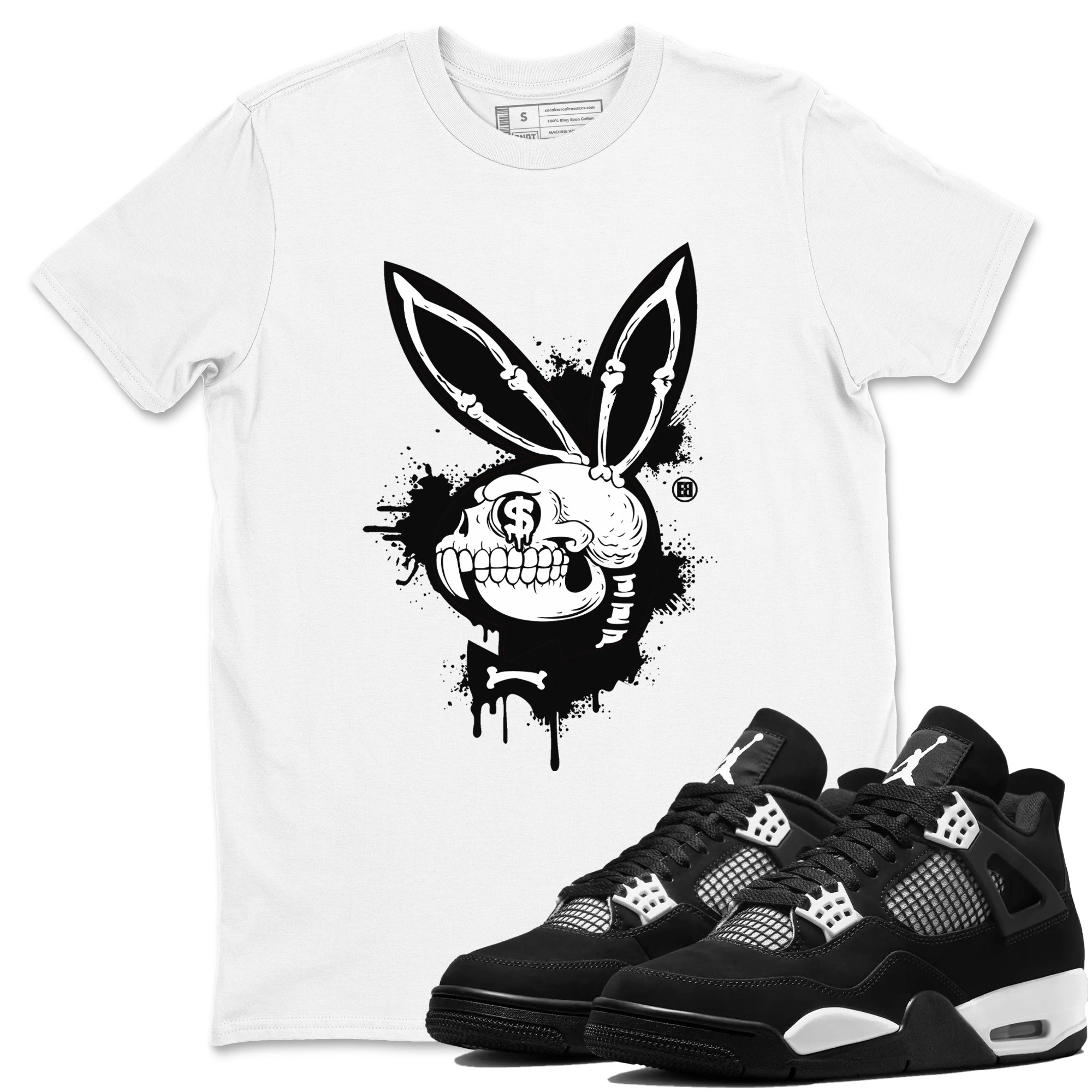 Playskull snkmatch Tees - Air Jordan 4 White Thunder