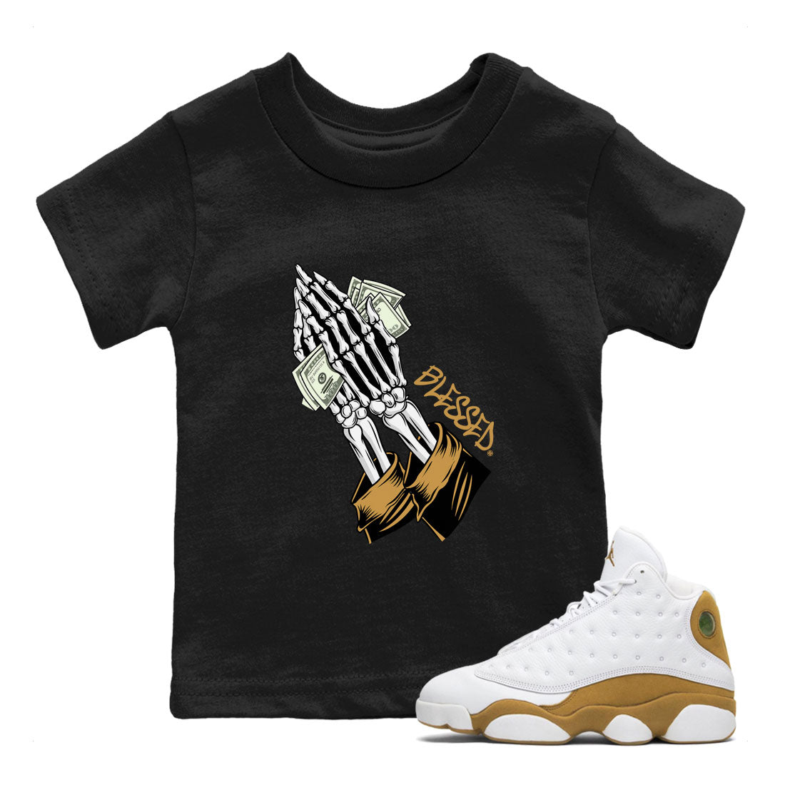 Praying Skeleton snkmatch Tee Kids - Air Jordan 13 Wheat