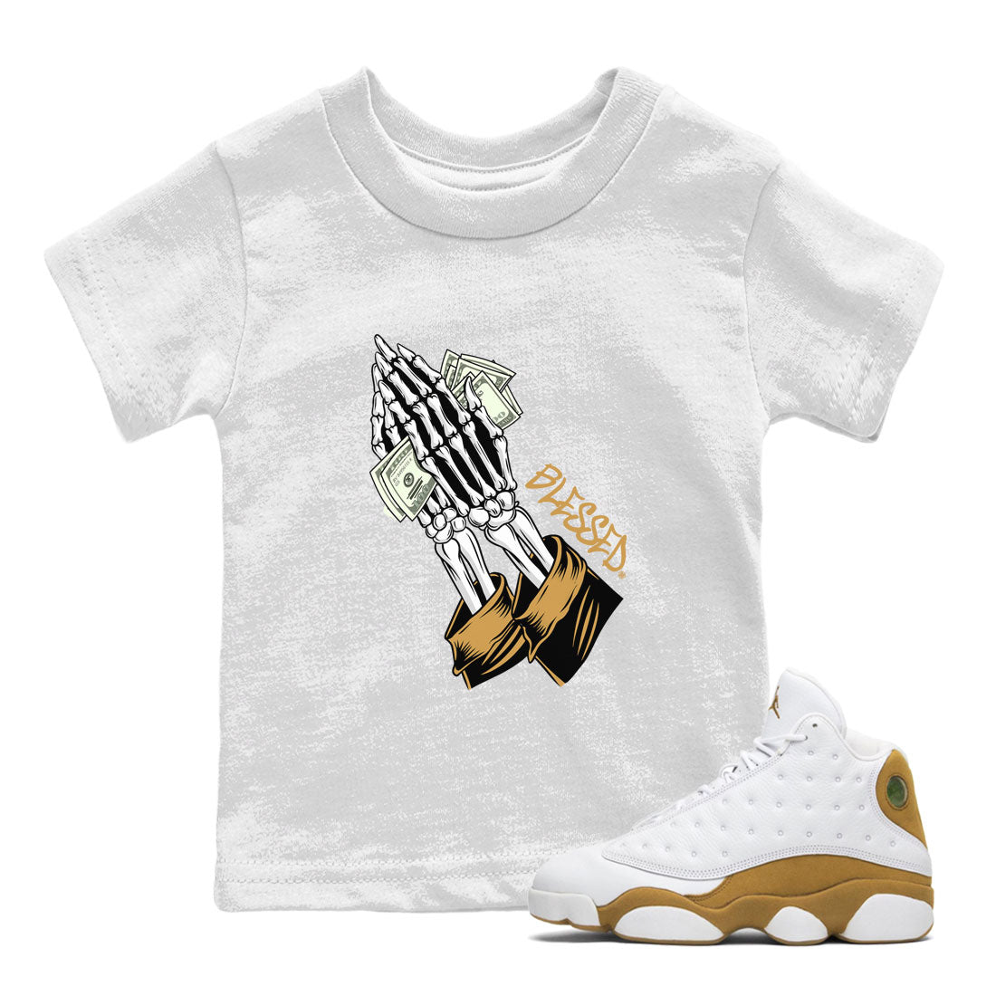 Praying Skeleton snkmatch Tee Kids - Air Jordan 13 Wheat