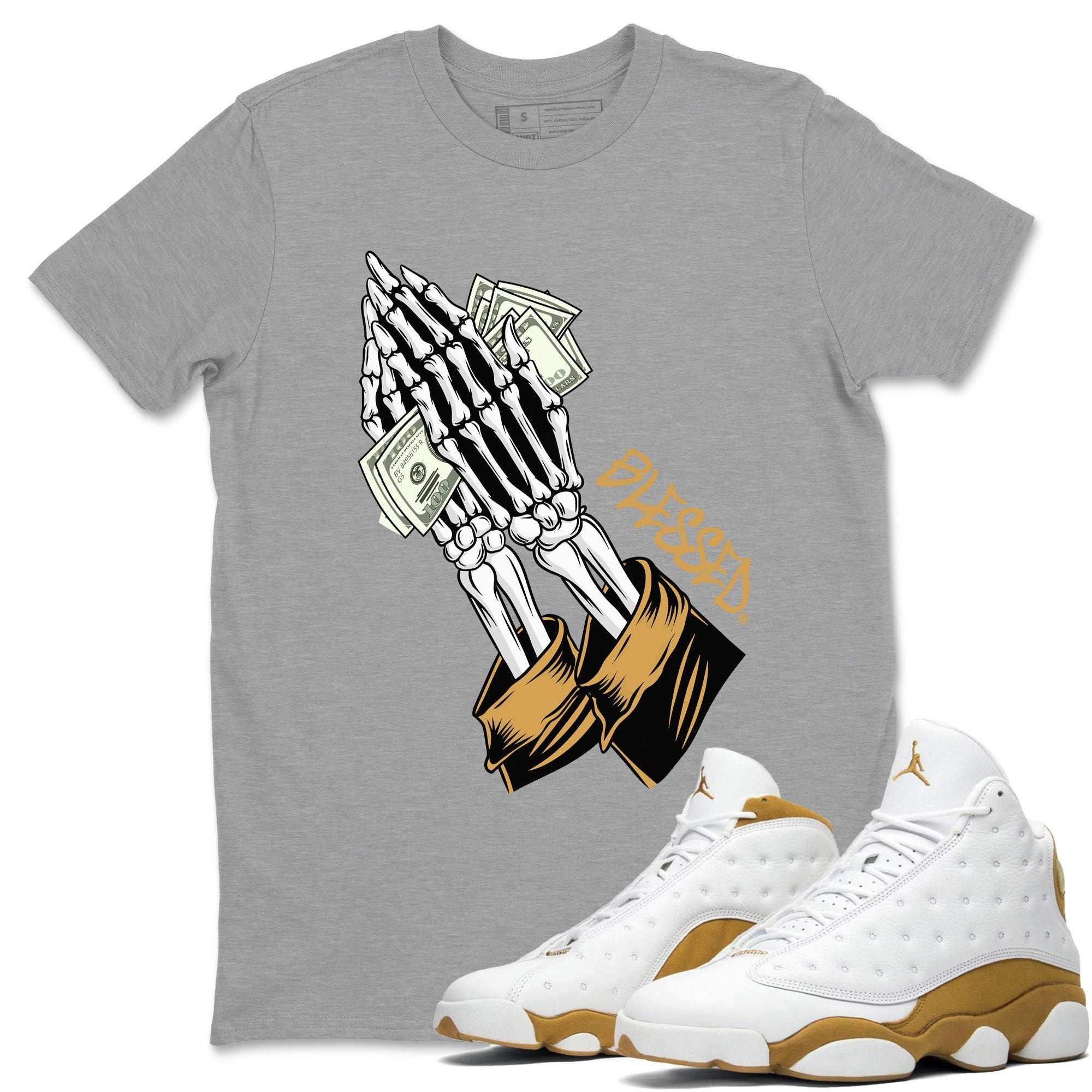 Praying Skeleton snkmatch Tee - Air Jordan 13 Wheat