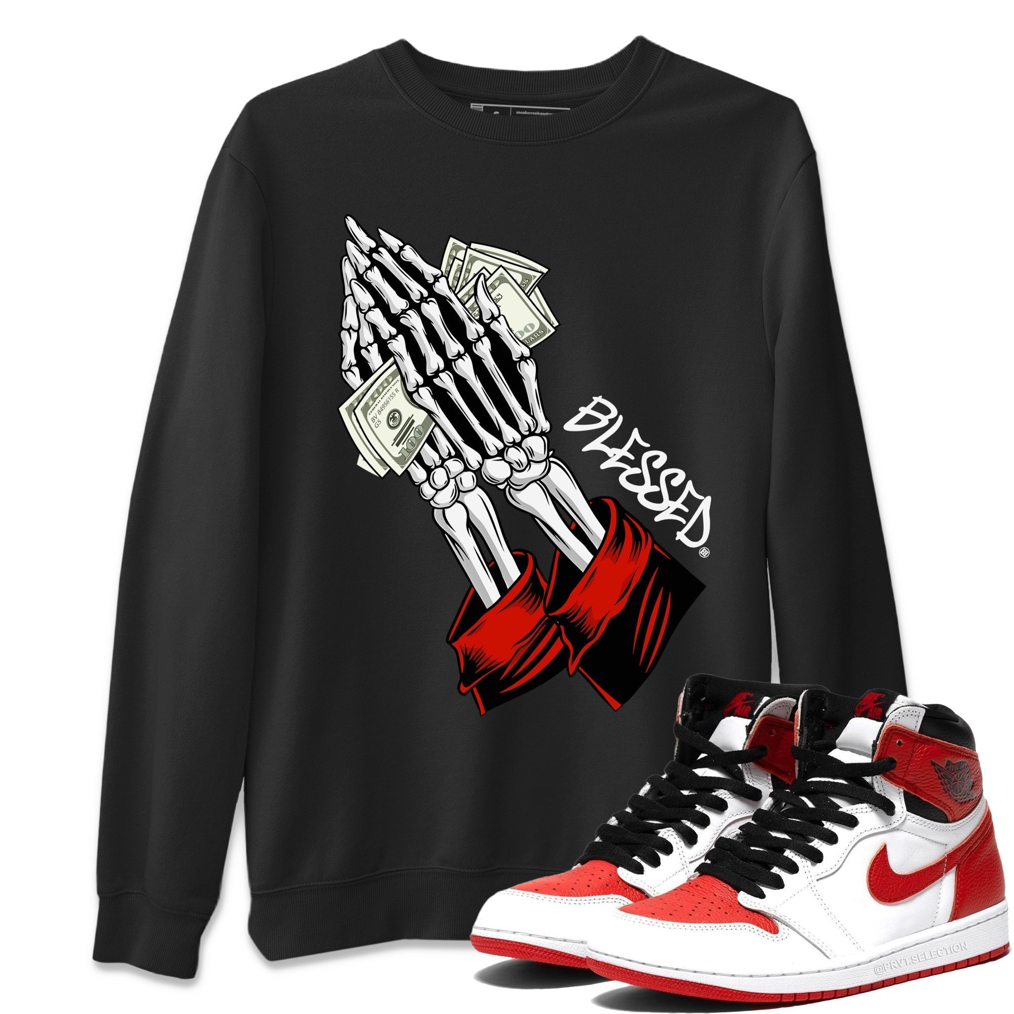 Praying Skeleton Unisex Tops - Air Jordan 1 Heritage