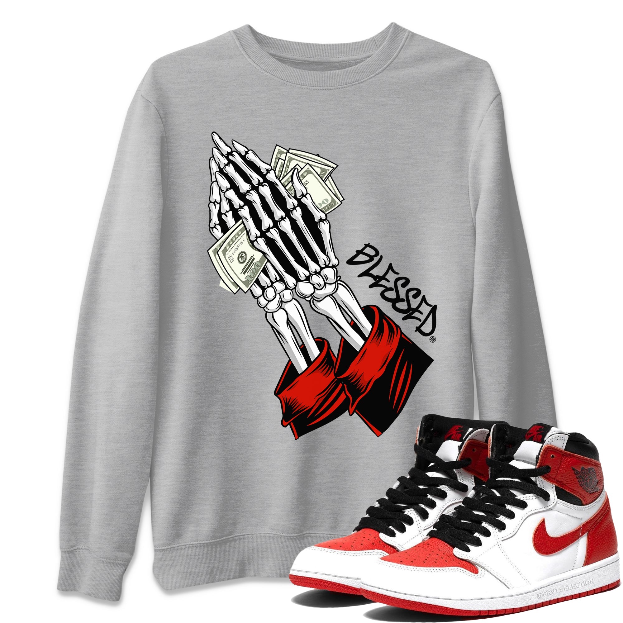 Praying Skeleton Unisex Tops - Air Jordan 1 Heritage