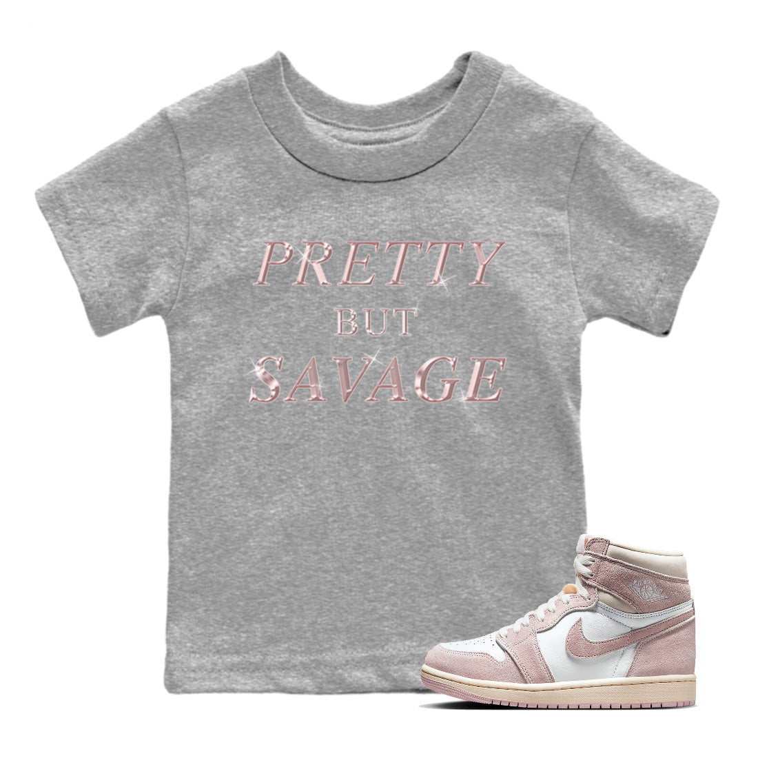Pretty But Savage Kids Tops - Air Jordan 1 Washed Pink