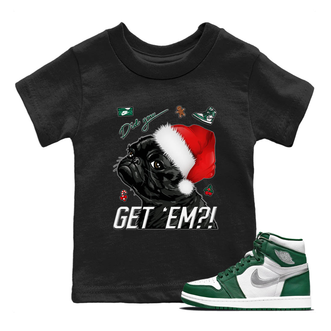 Pug Get Em Kids Tops - Air Jordan 1 Gorge Green