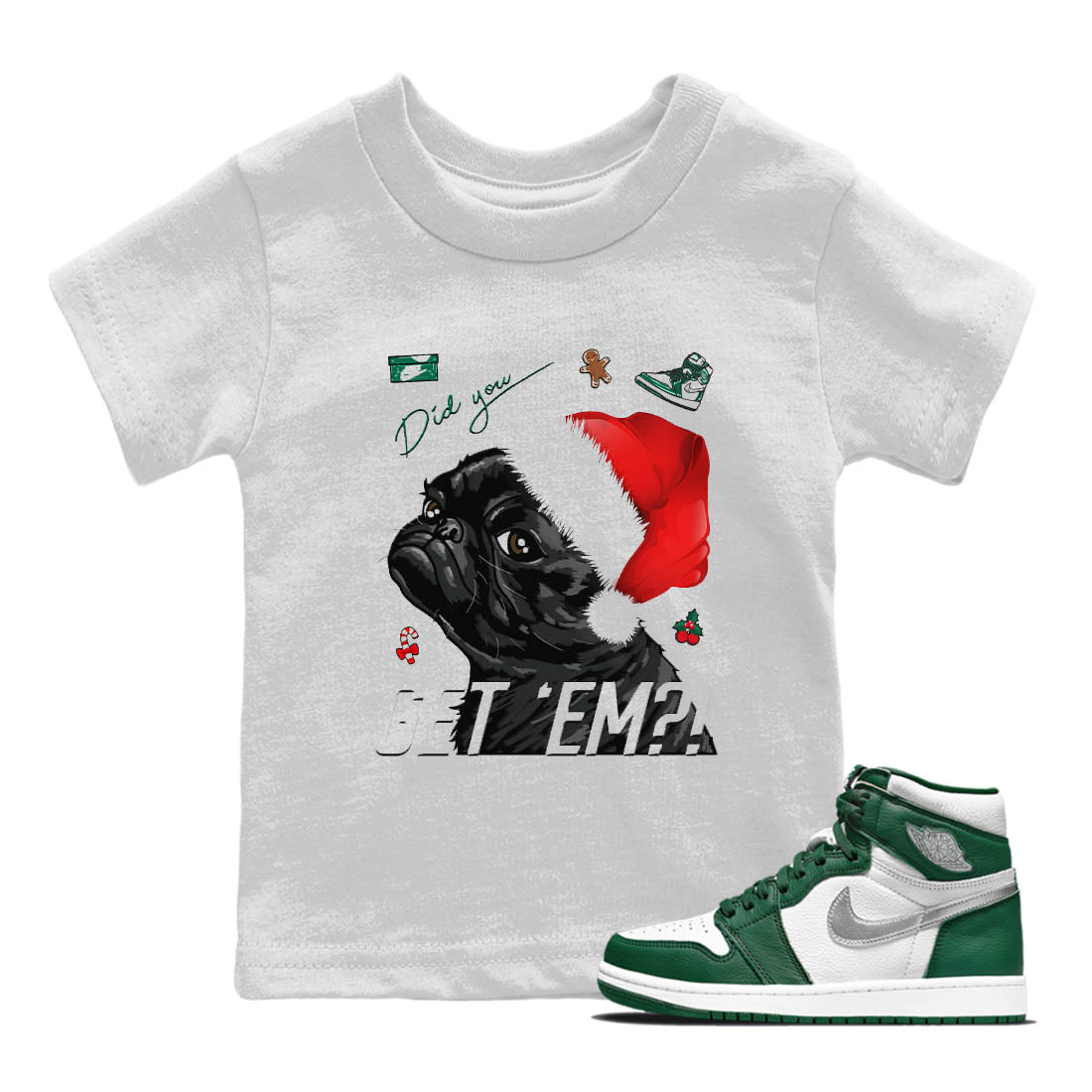 Pug Get Em Kids Tops - Air Jordan 1 Gorge Green