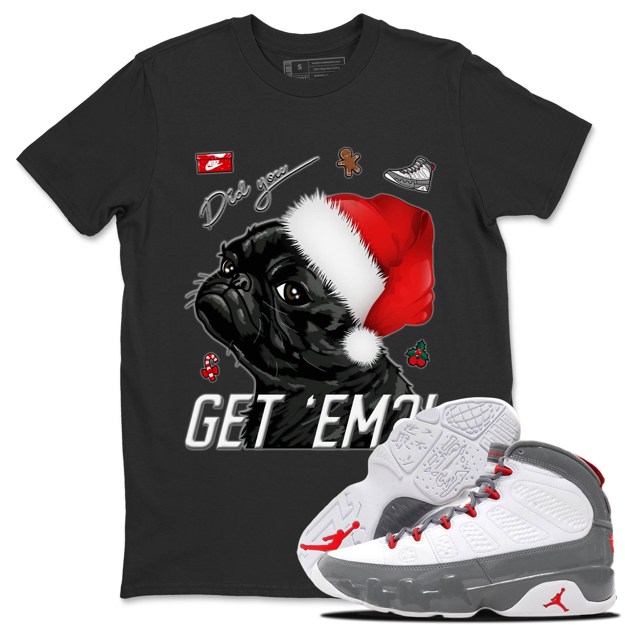 Pug Get Em Unisex Tops - Air Jordan 9 Fire Red