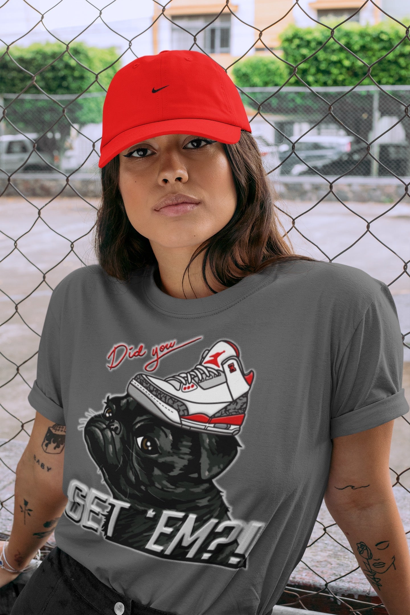 Pug Get Em Unisex Tops - Air Jordan 3 Fire Red