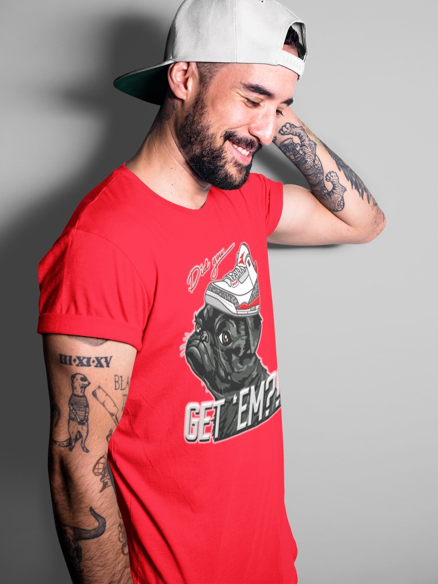 Pug Get Em Unisex Tops - Air Jordan 3 Fire Red