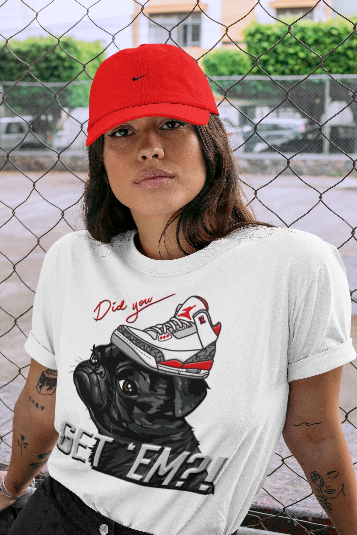 Pug Get Em Unisex Tops - Air Jordan 3 Fire Red
