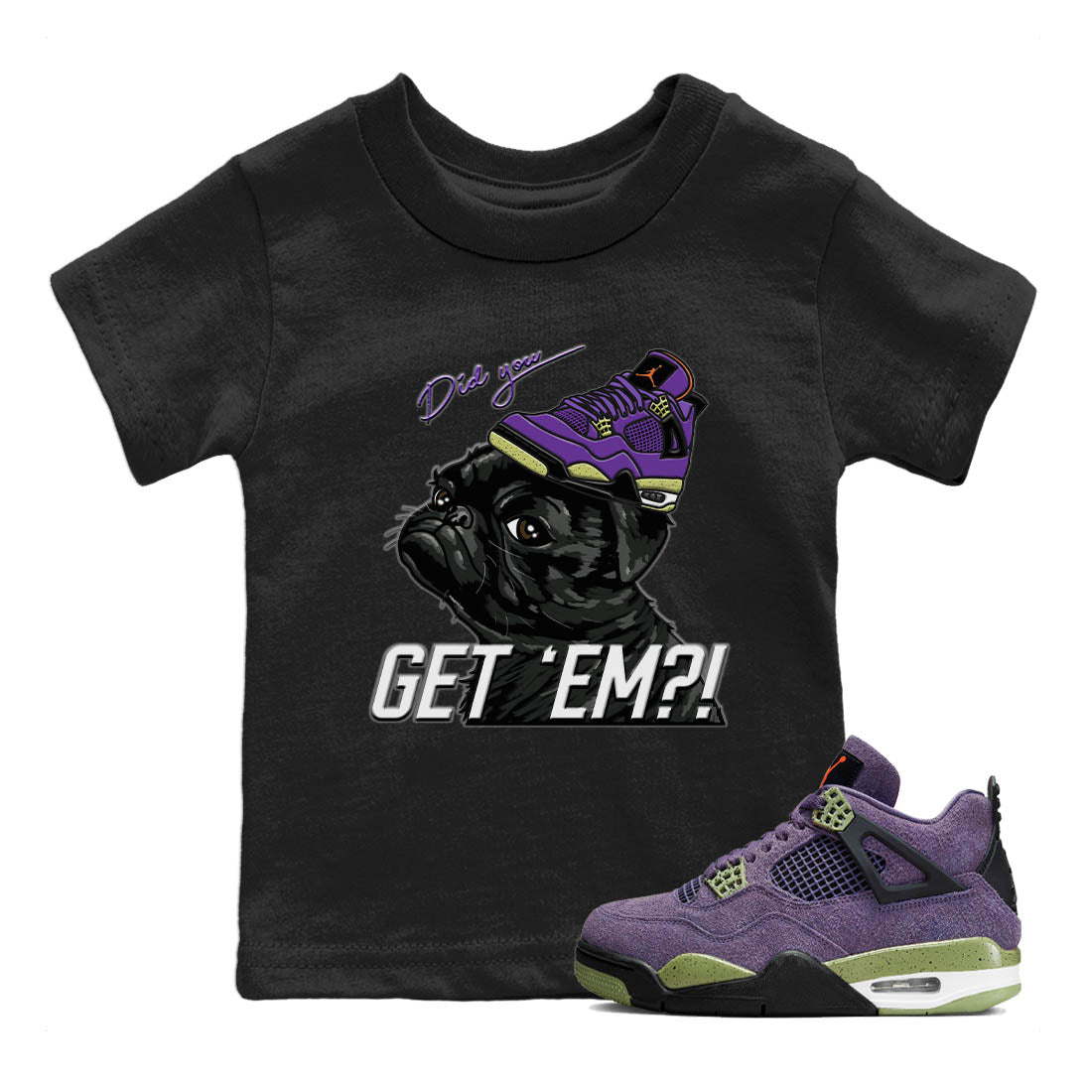Pug Get Em Kids Tops - Air Jordan 4 Canyon Purple