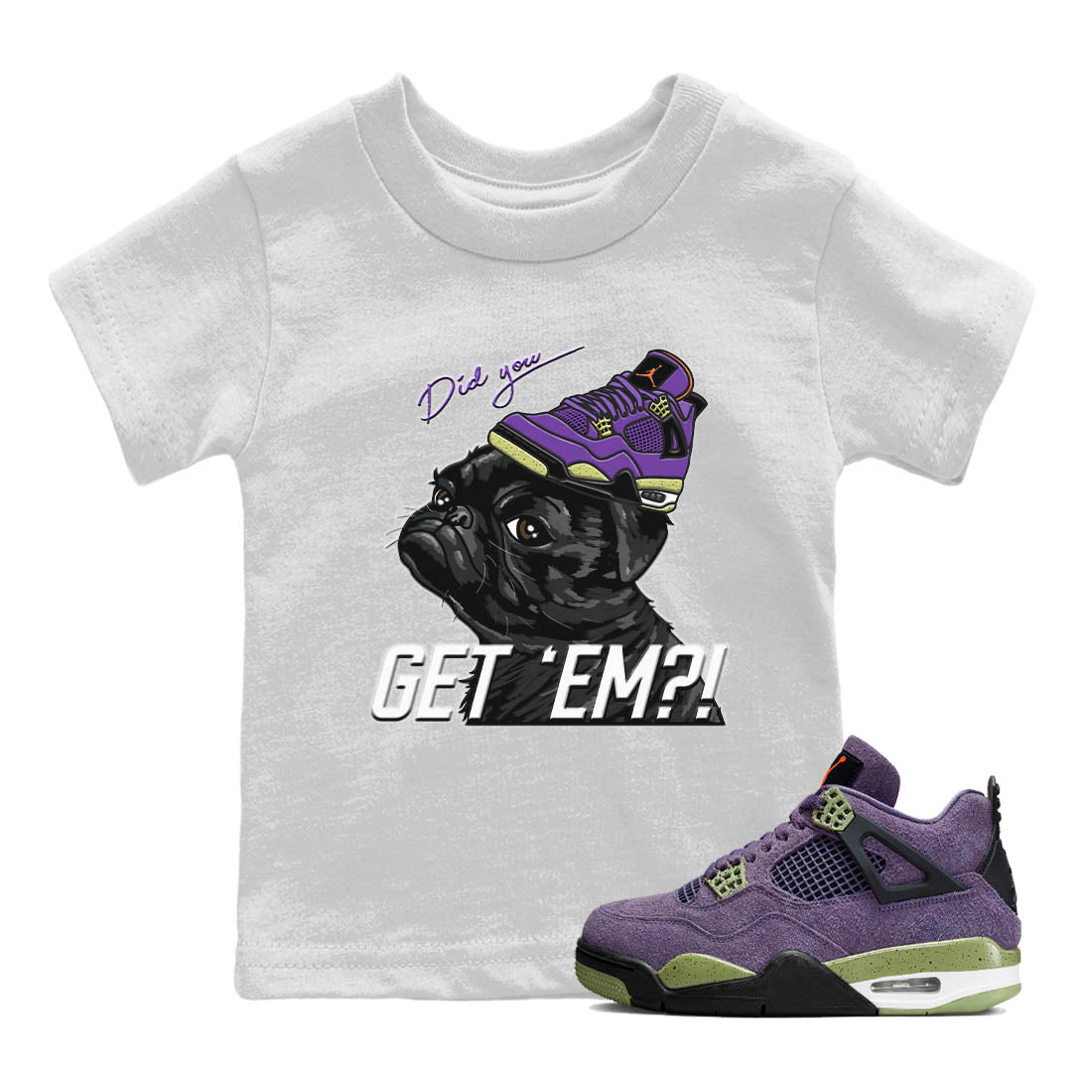 Pug Get Em Kids Tops - Air Jordan 4 Canyon Purple