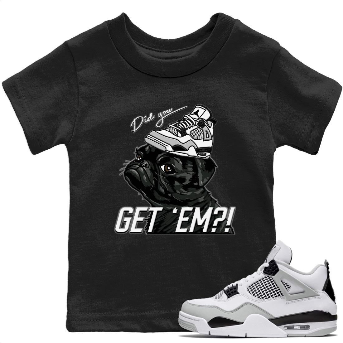 Pug Get Em Kids Tops - Air Jordan 4 Military Black