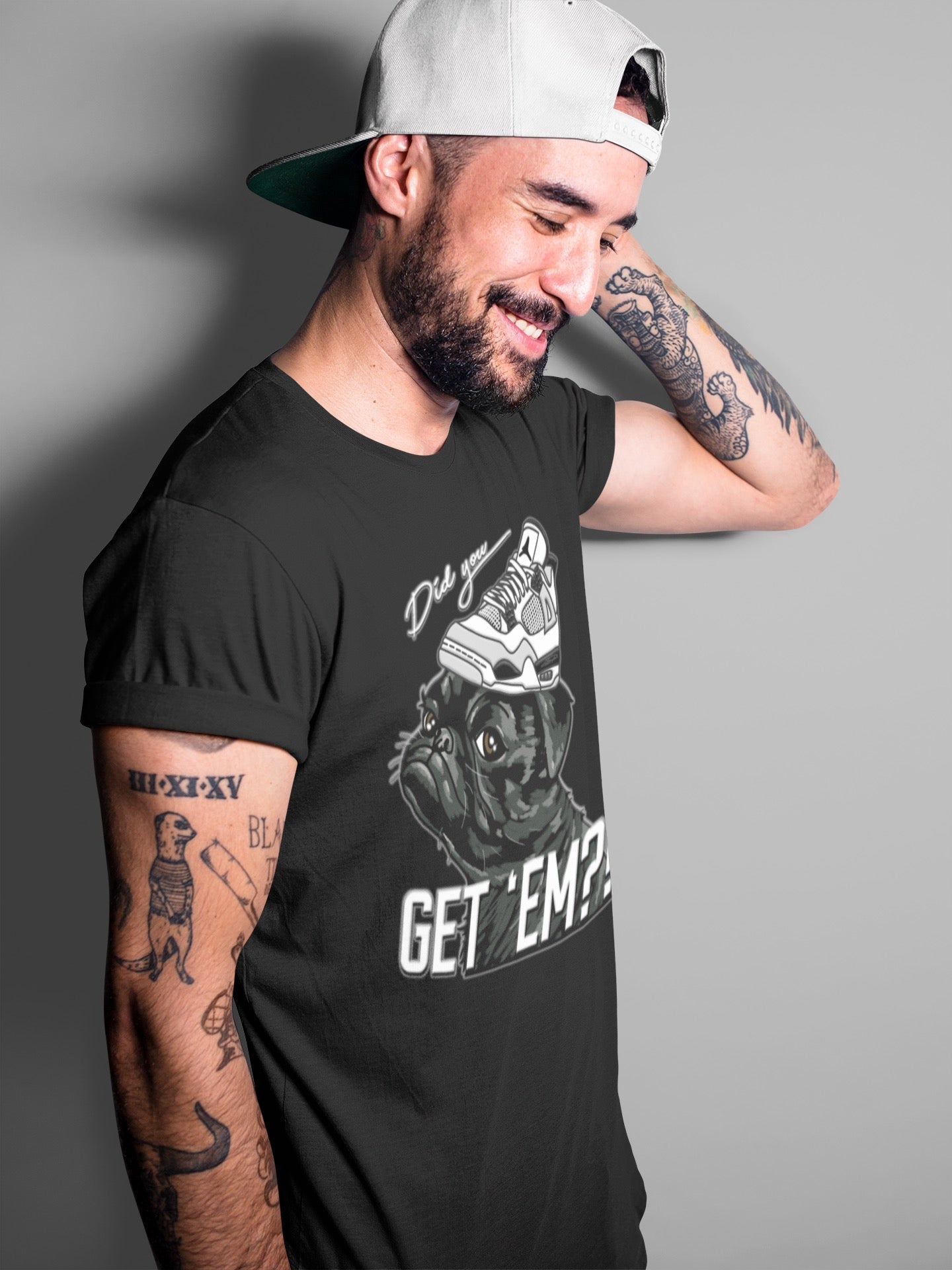 Pug Get Em Unisex Tops - Air Jordan 4 Military Black