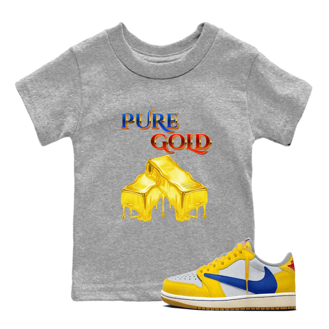 Pure Gold snkmatch Tees Kids - Air Jordan 1 Travis Scott Canary
