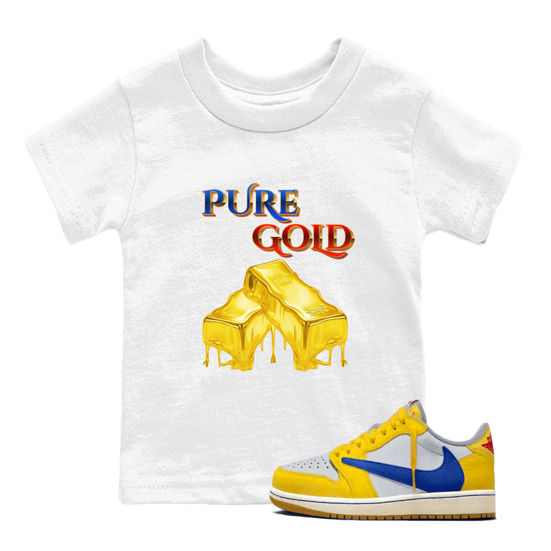 Pure Gold snkmatch Tees Kids - Air Jordan 1 Travis Scott Canary