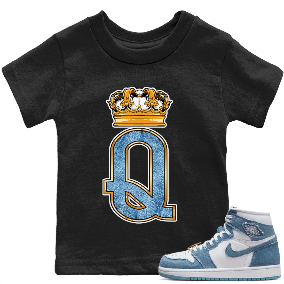 Queen Crown Kids Tops - Air Jordan 1 Denim