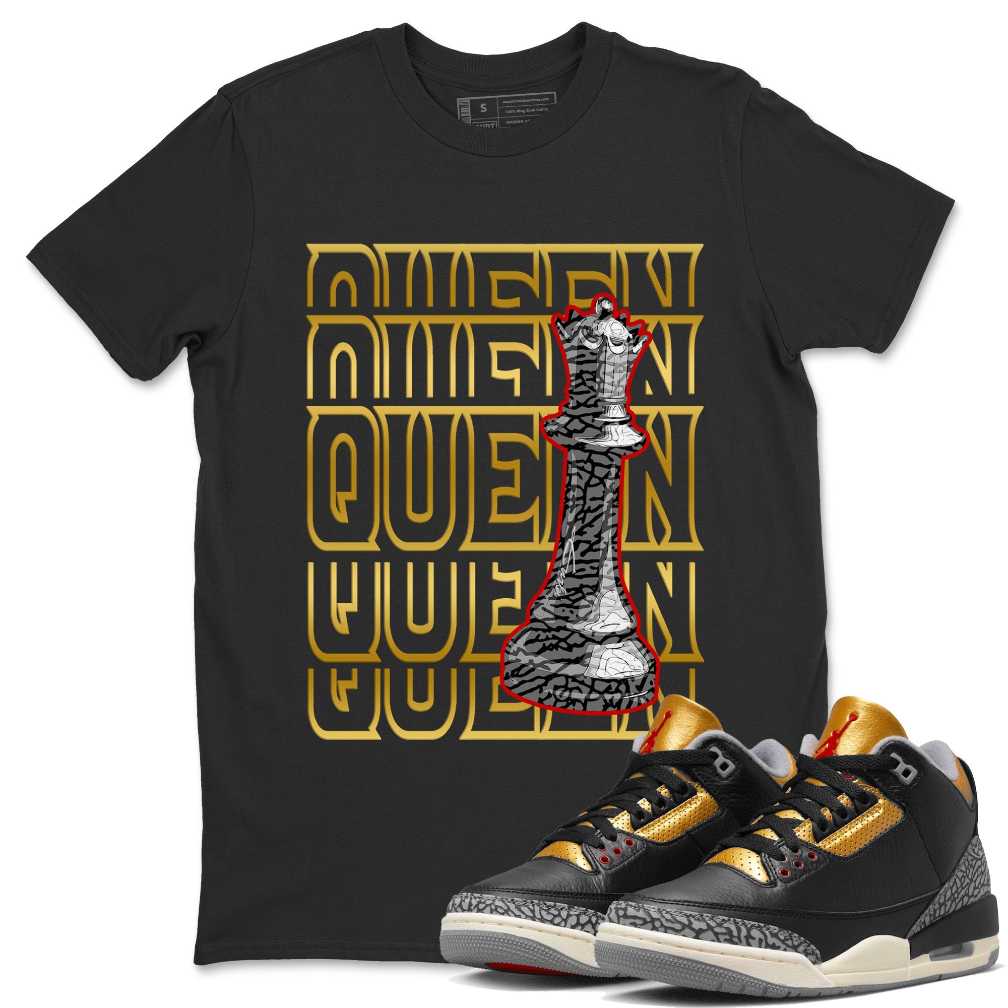 Queen Unisex Tops - Air Jordan 3 Black Gold