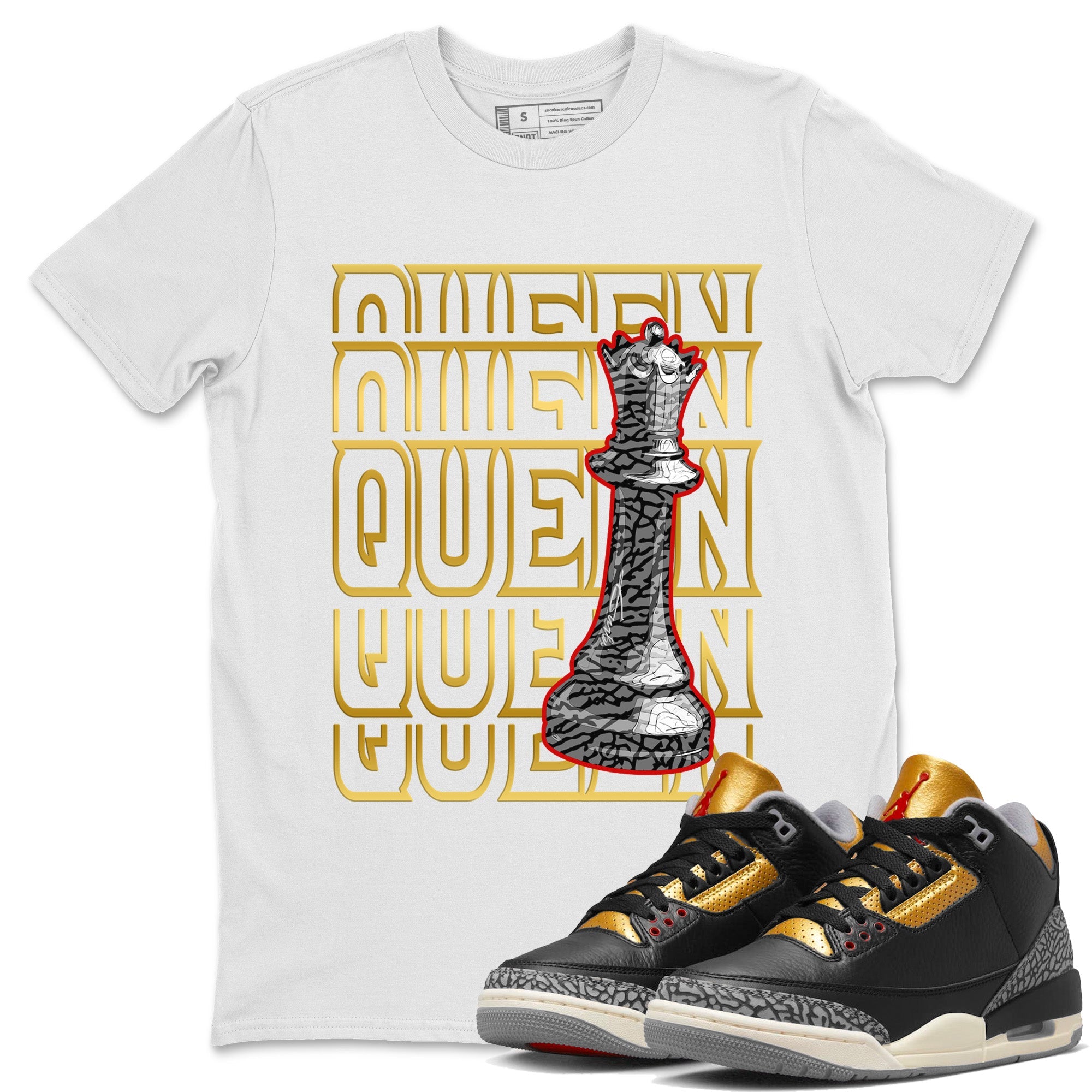 Queen Unisex Tops - Air Jordan 3 Black Gold