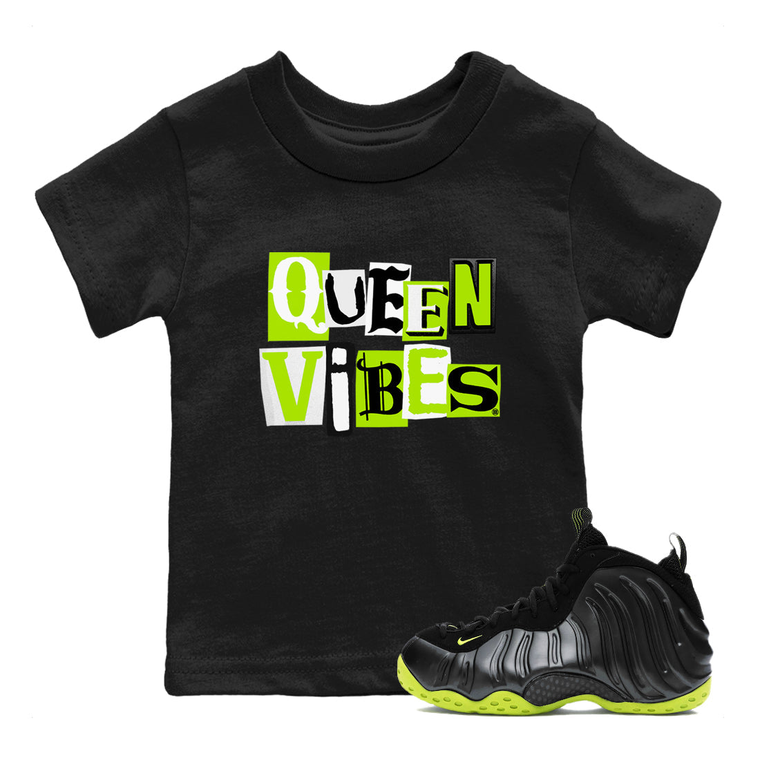 Queen Vibes snkmatch Tees Kids - Air Foamposite One Black Volt