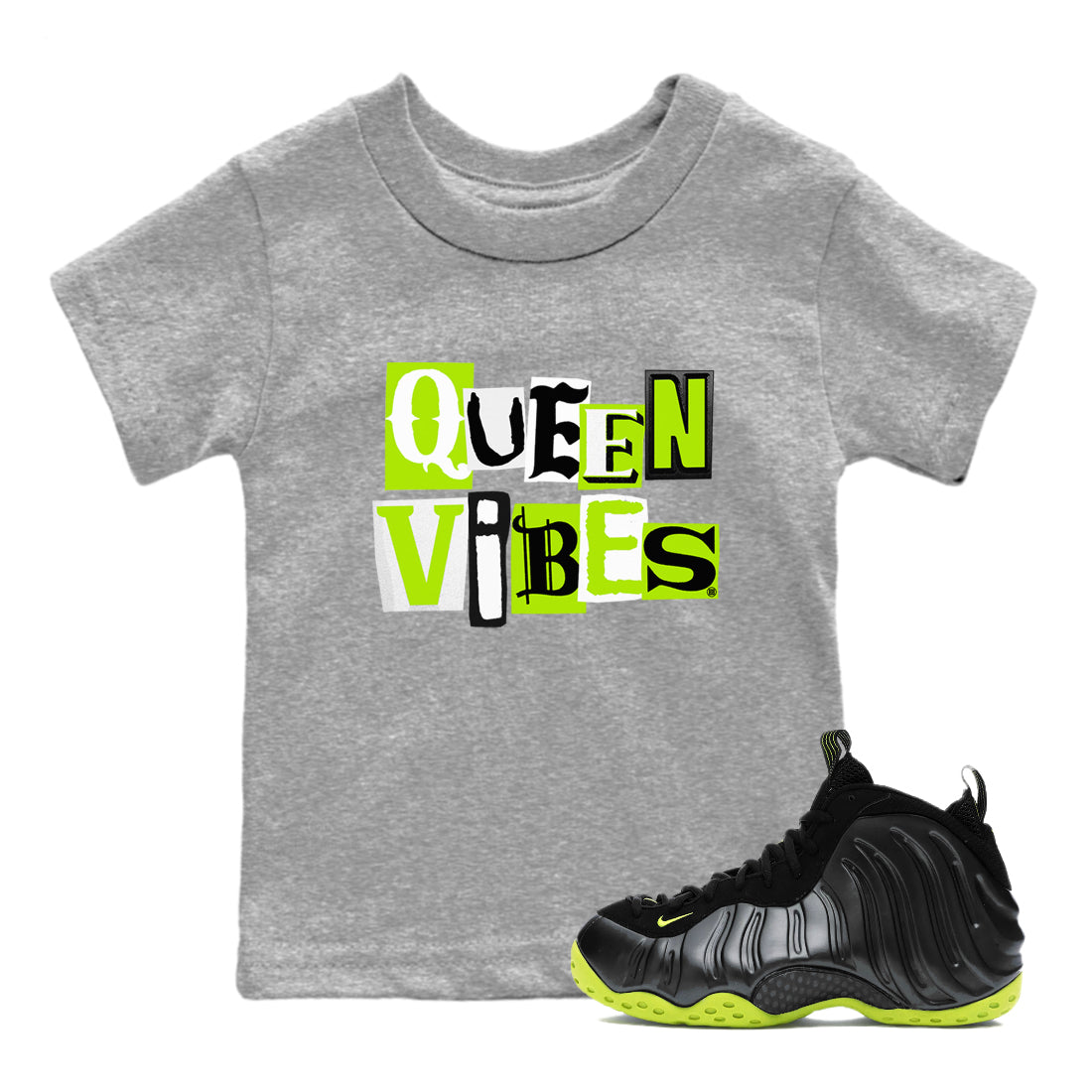 Queen Vibes snkmatch Tees Kids - Air Foamposite One Black Volt