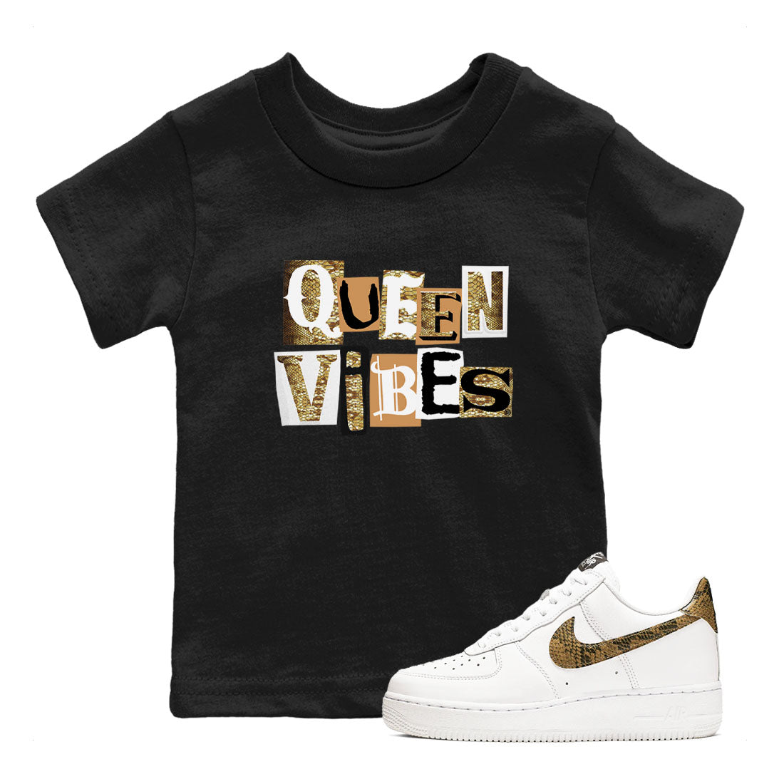 Queen Vibes snkmatch Tees Kids - Air Force 1 Ivory Snake