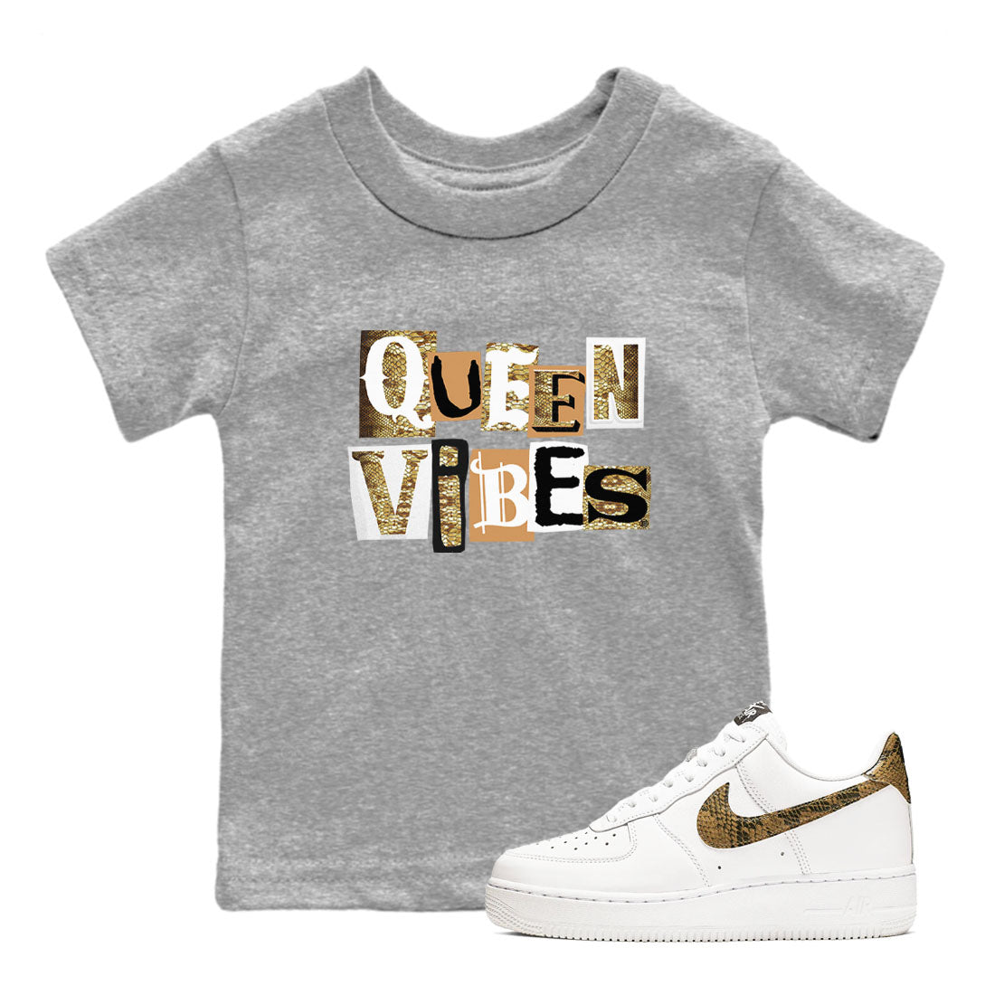 Queen Vibes snkmatch Tees Kids - Air Force 1 Ivory Snake