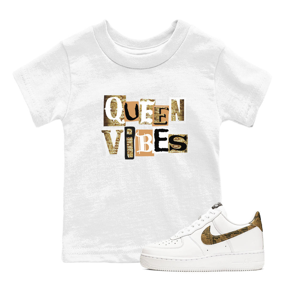 Queen Vibes snkmatch Tees Kids - Air Force 1 Ivory Snake