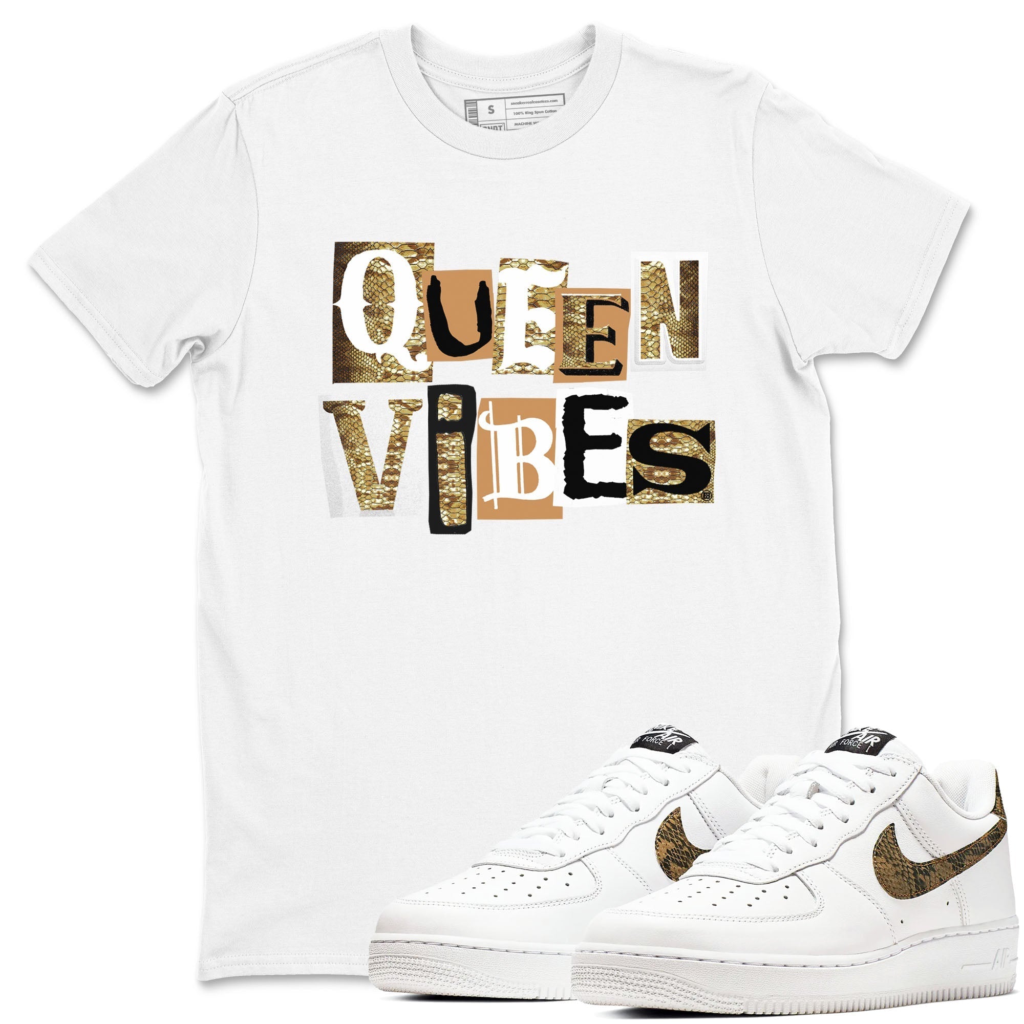 Queen Vibes snkmatch Tees - Air Force 1 Ivory Snake