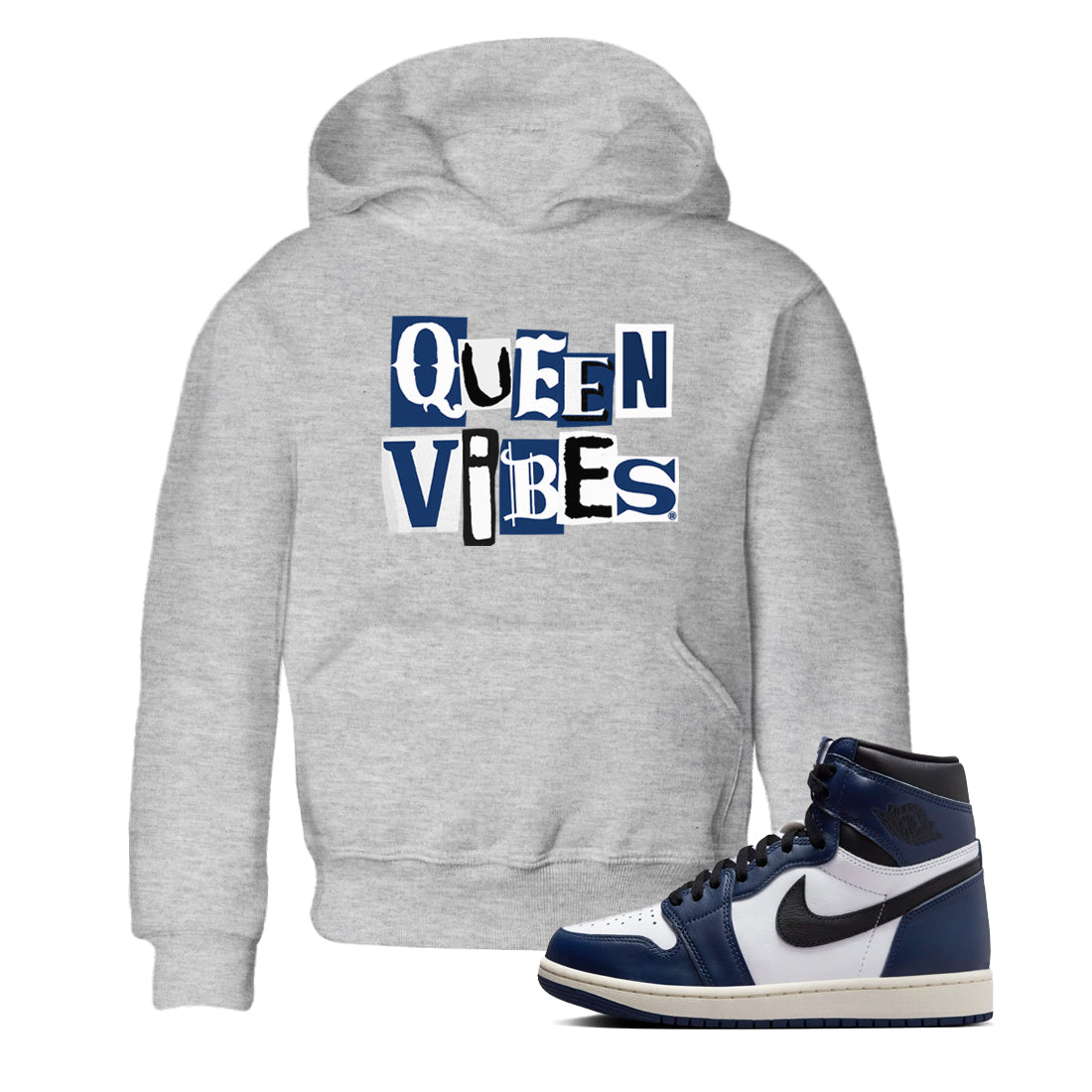 Queen Vibes snkmatch Tees Kids - Air Jordan 1 Midnight Navy