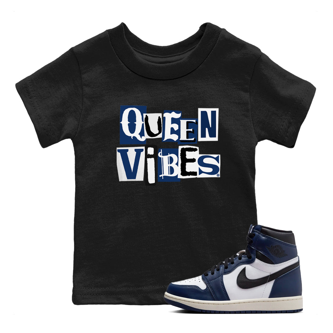 Queen Vibes snkmatch Tees Kids - Air Jordan 1 Midnight Navy