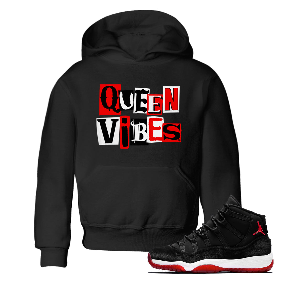 Queen Vibes snkmatch Tees Kids - Air Jordan 11 Bred Velvet