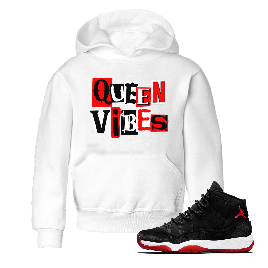 Queen Vibes snkmatch Tees Kids - Air Jordan 11 Bred Velvet