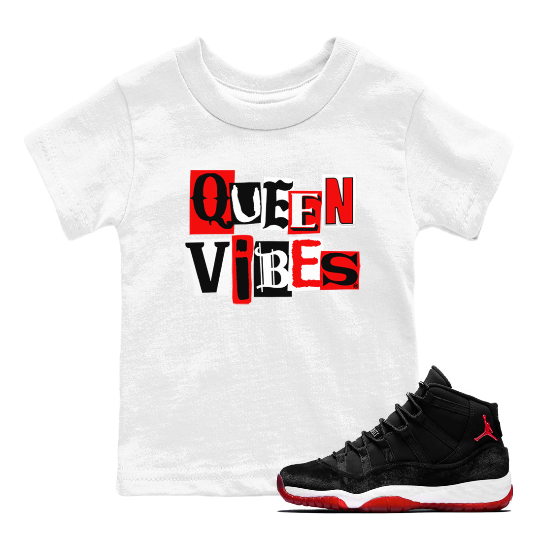 Queen Vibes snkmatch Tees Kids - Air Jordan 11 Bred Velvet