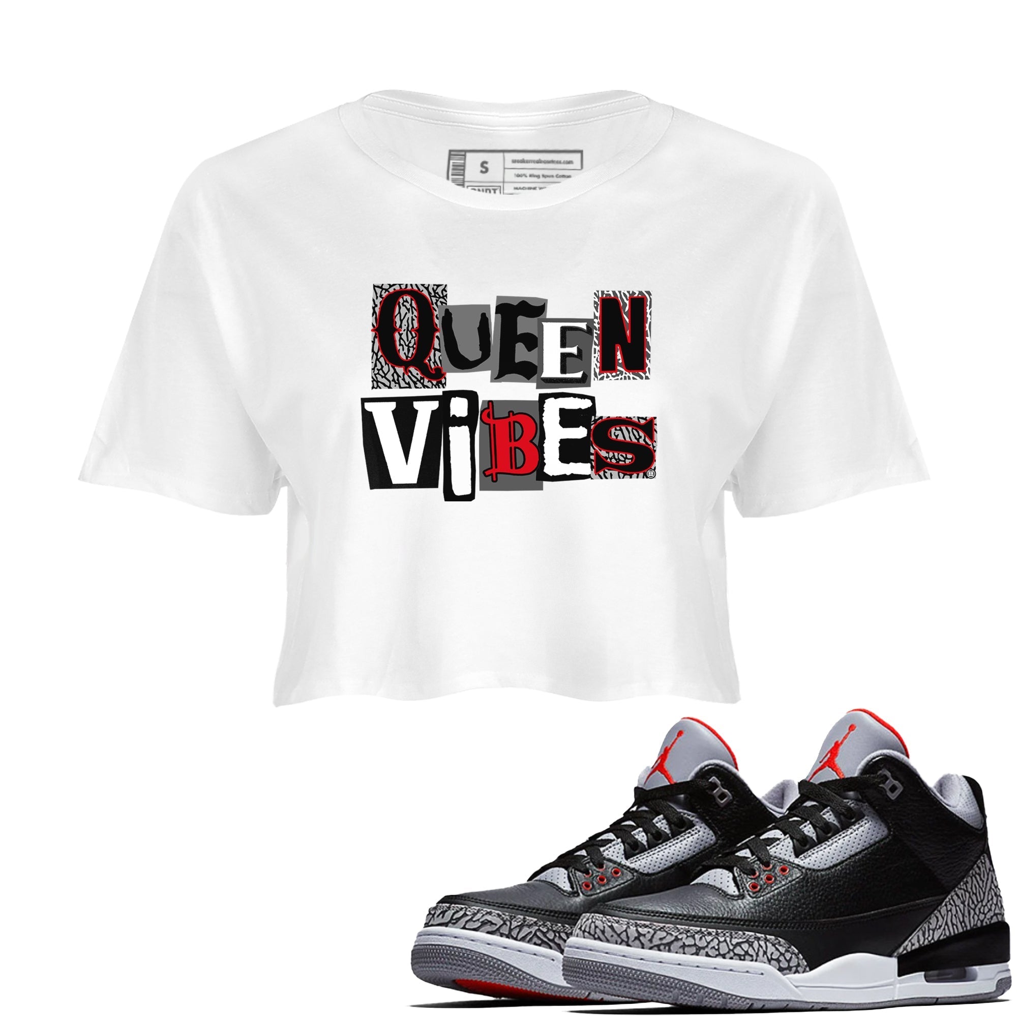Queen Vibes snkmatch Women's Top - Air Jordan 3 Black Cement