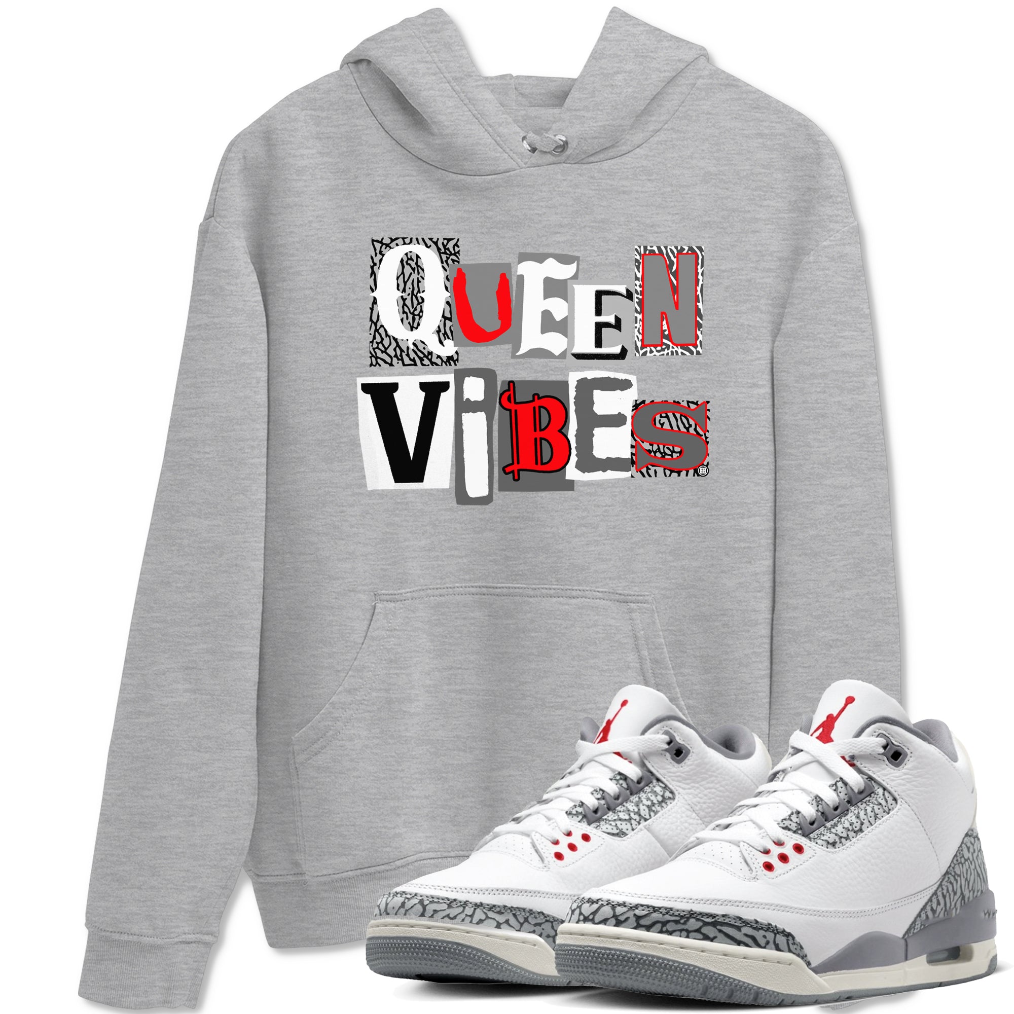 Queen Vibes snkmatch Tees - Air Jordan 3 Cement Grey