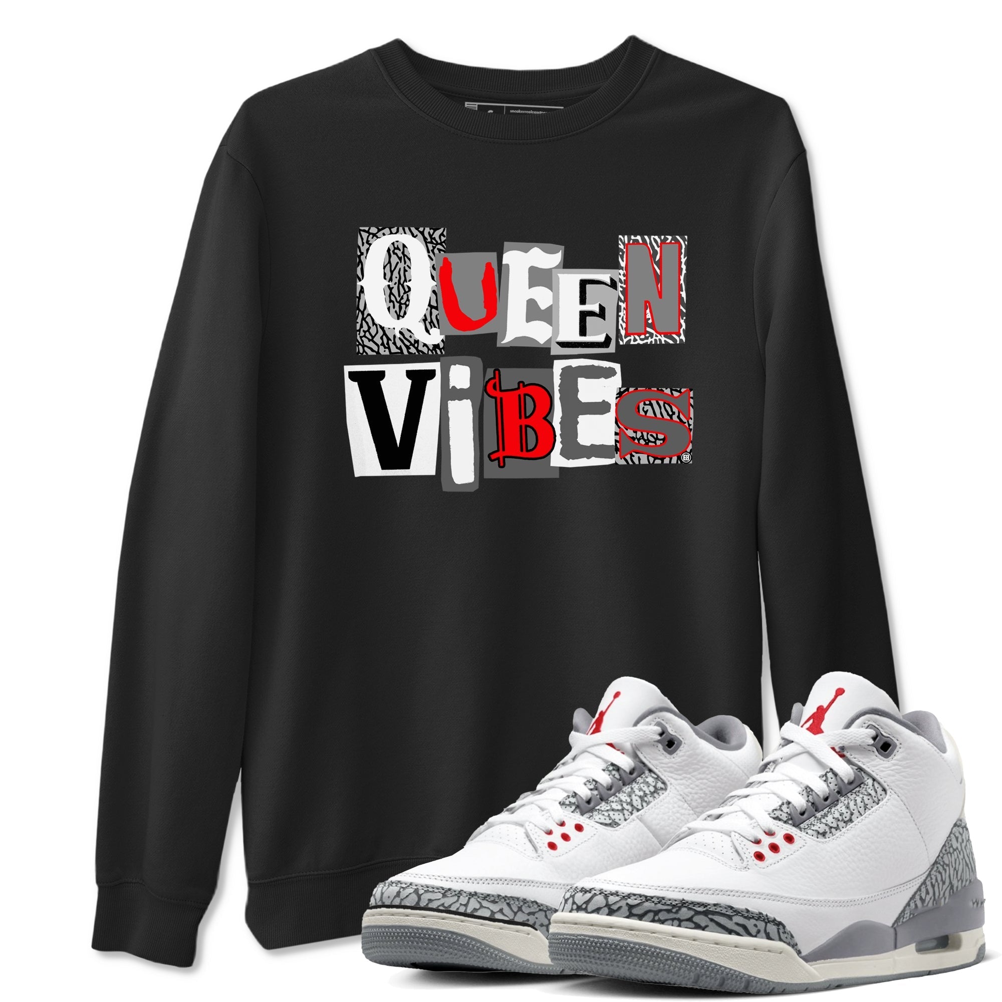 Queen Vibes snkmatch Tees - Air Jordan 3 Cement Grey