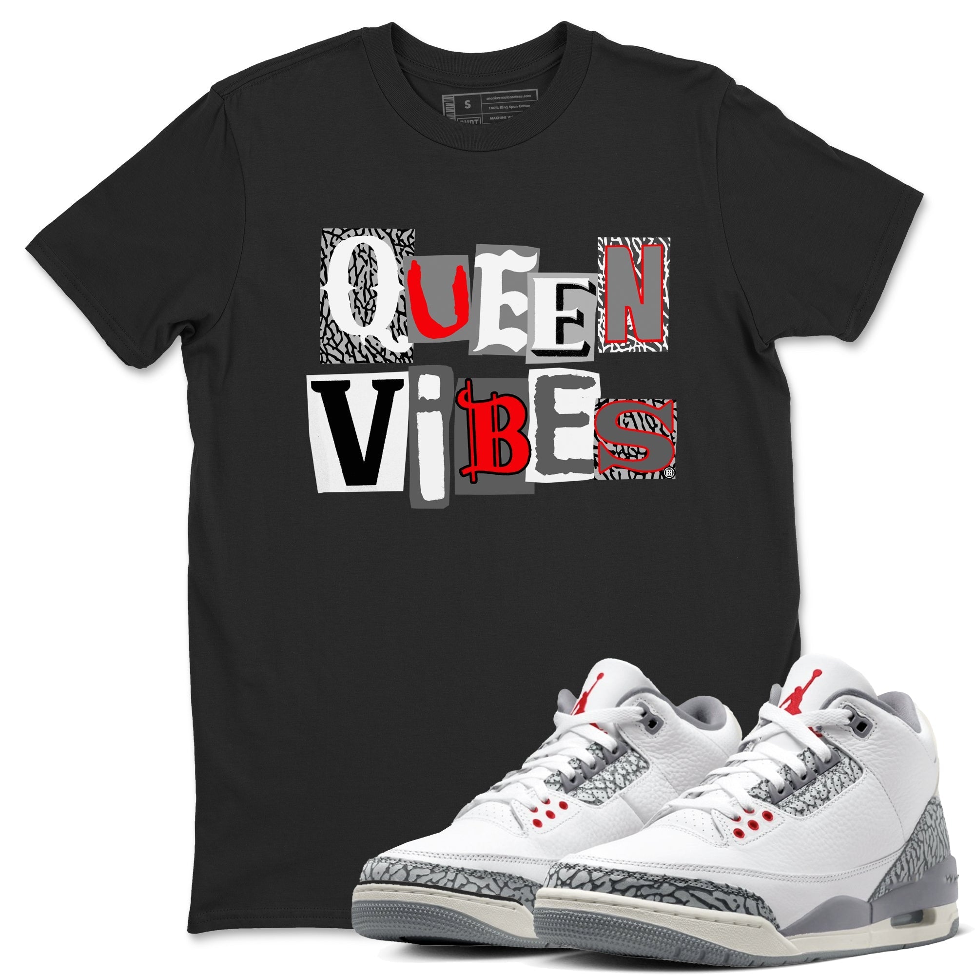 Queen Vibes snkmatch Tees - Air Jordan 3 Cement Grey
