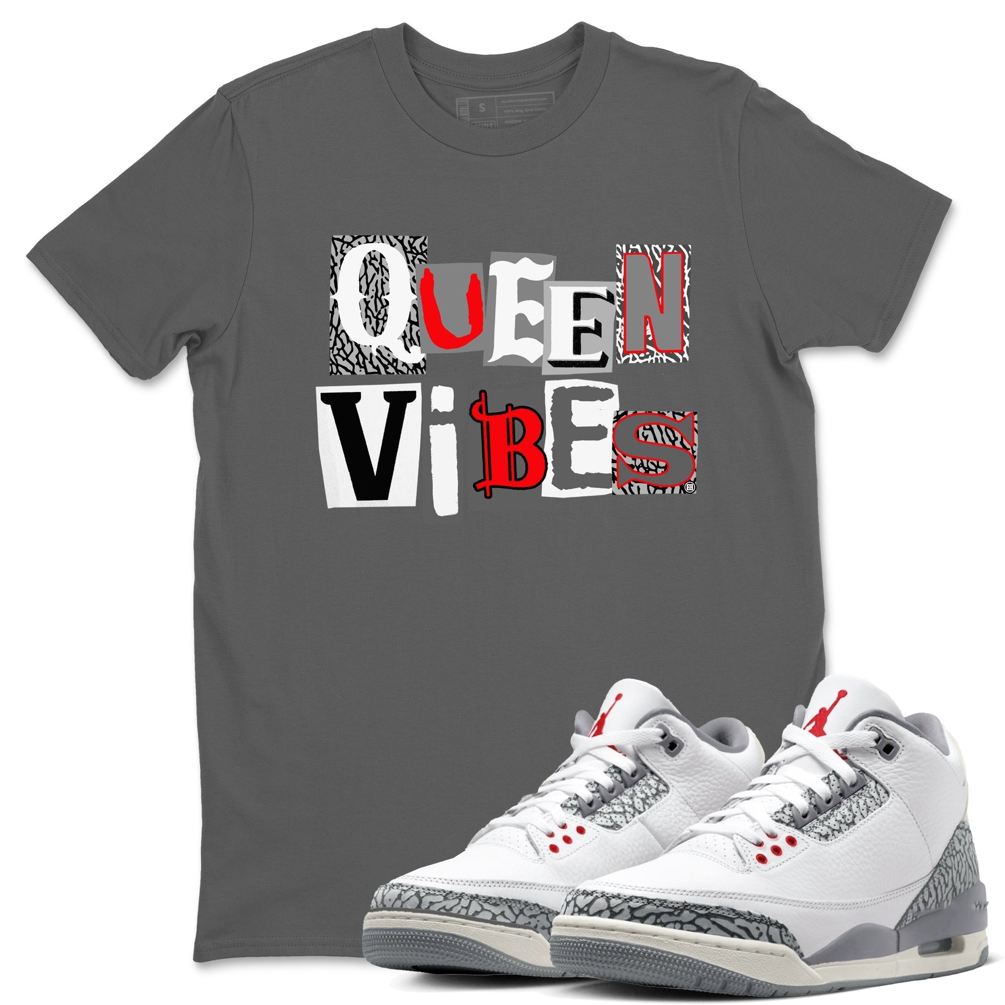 Queen Vibes snkmatch Tees - Air Jordan 3 Cement Grey