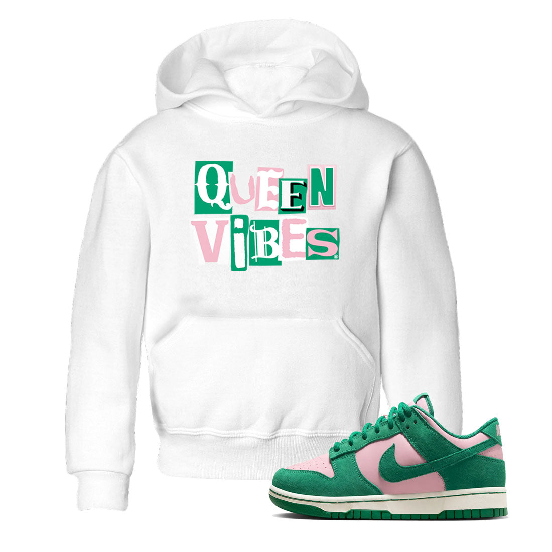 Queen Vibes snkmatch Tees Kids - Dunk Medium Soft Pink Malachite