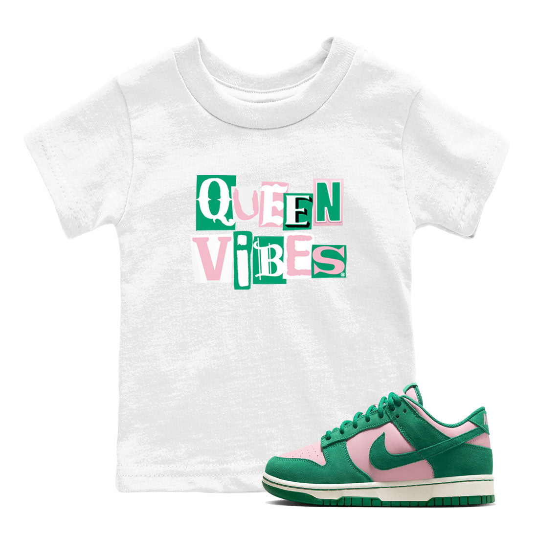Queen Vibes snkmatch Tees Kids - Dunk Medium Soft Pink Malachite