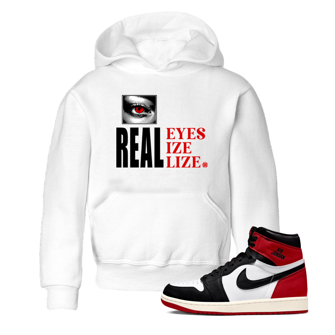 Real Eyes snkmatch Tees Kids - Air Jordan 1 Black Toe