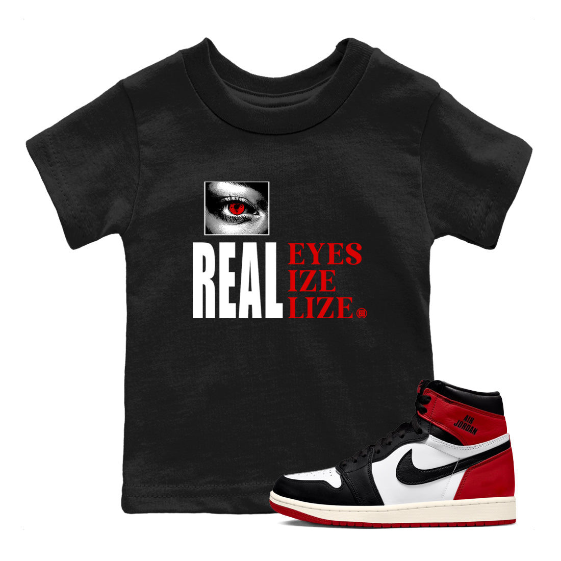 Real Eyes snkmatch Tees Kids - Air Jordan 1 Black Toe