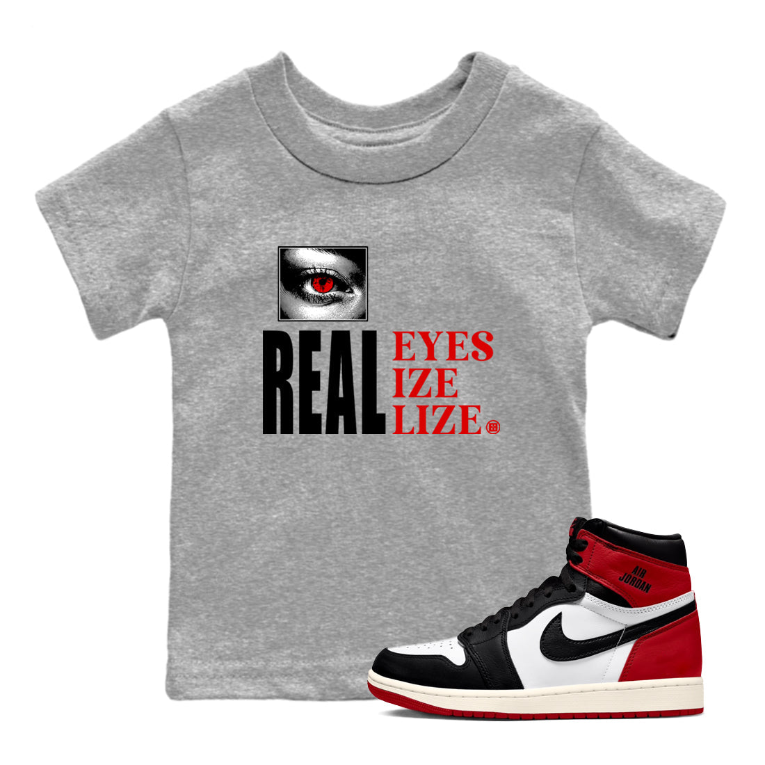 Real Eyes snkmatch Tees Kids - Air Jordan 1 Black Toe