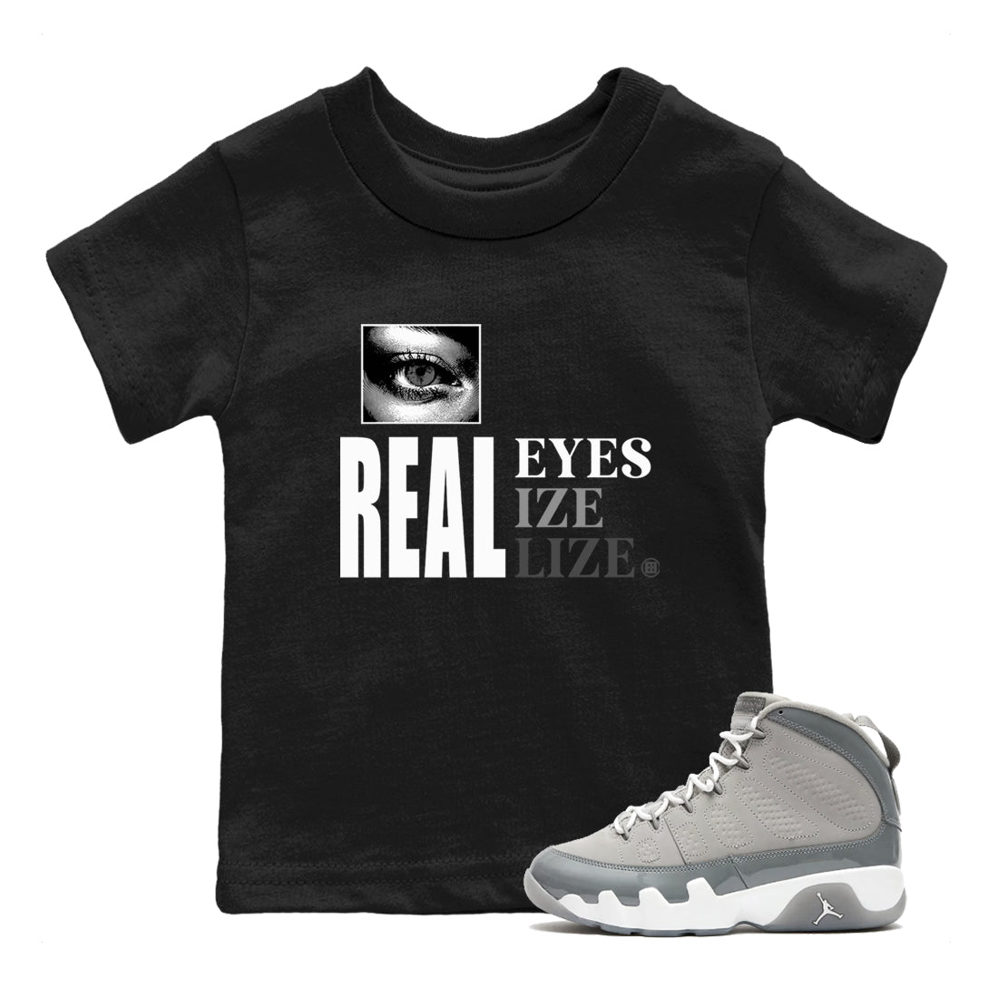 Real Eyes snkmatch Tees Kids - Air Jordan 9 Cool Grey