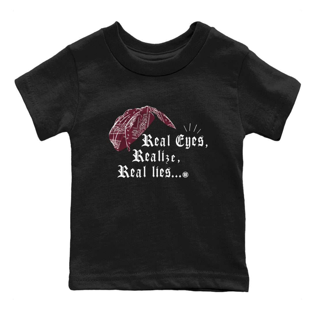 Real Eyes Realize Real Lies snkmatch Tees Kids - Air Jordan 1 Metallic Burgundy