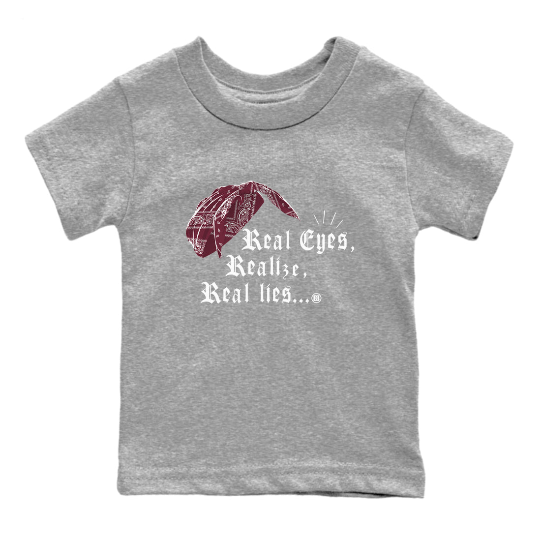 Real Eyes Realize Real Lies snkmatch Tees Kids - Air Jordan 1 Metallic Burgundy