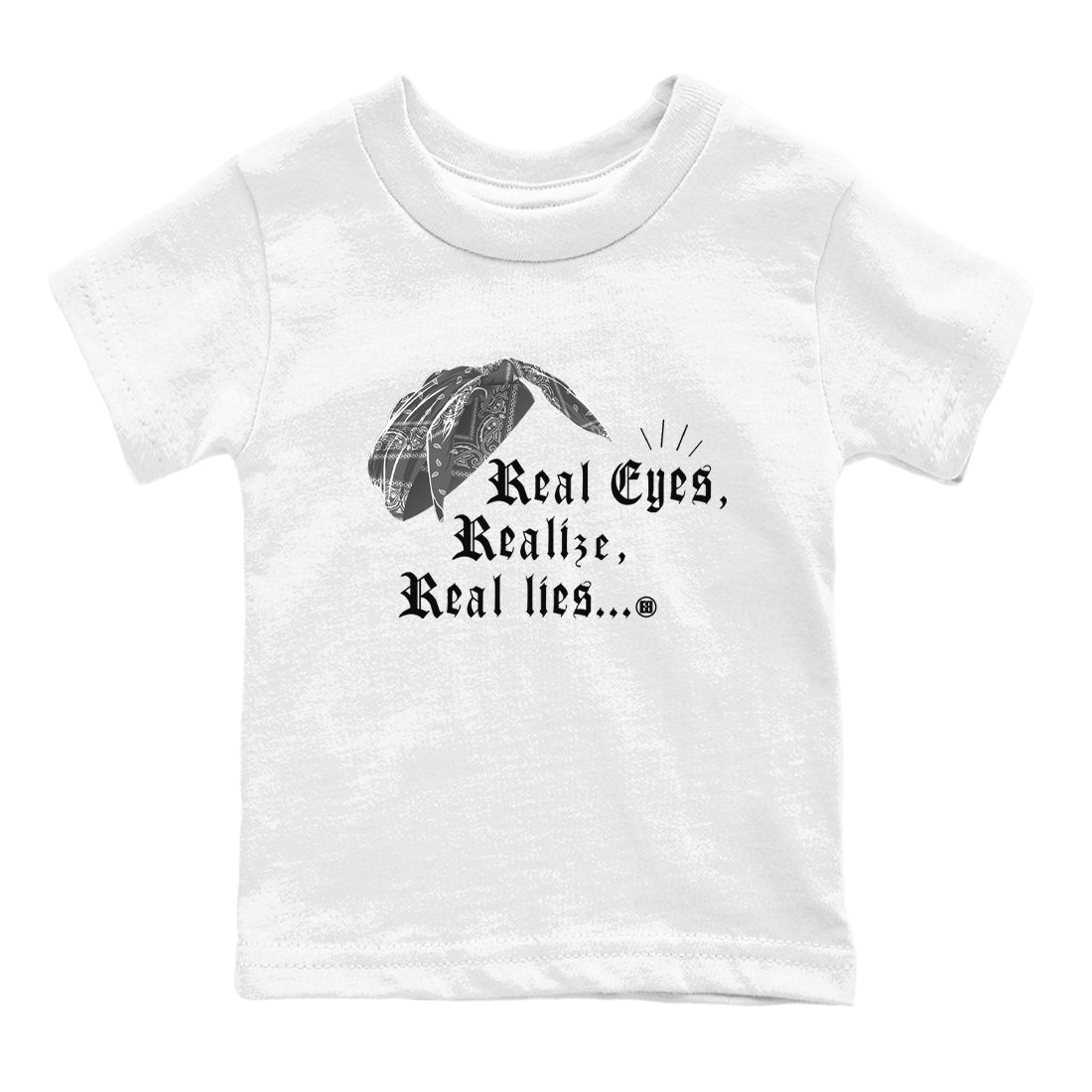 Real Eyes Realize Real Lies snkmatch Tees Kids - Air Jordan 12 Black Wolf Grey