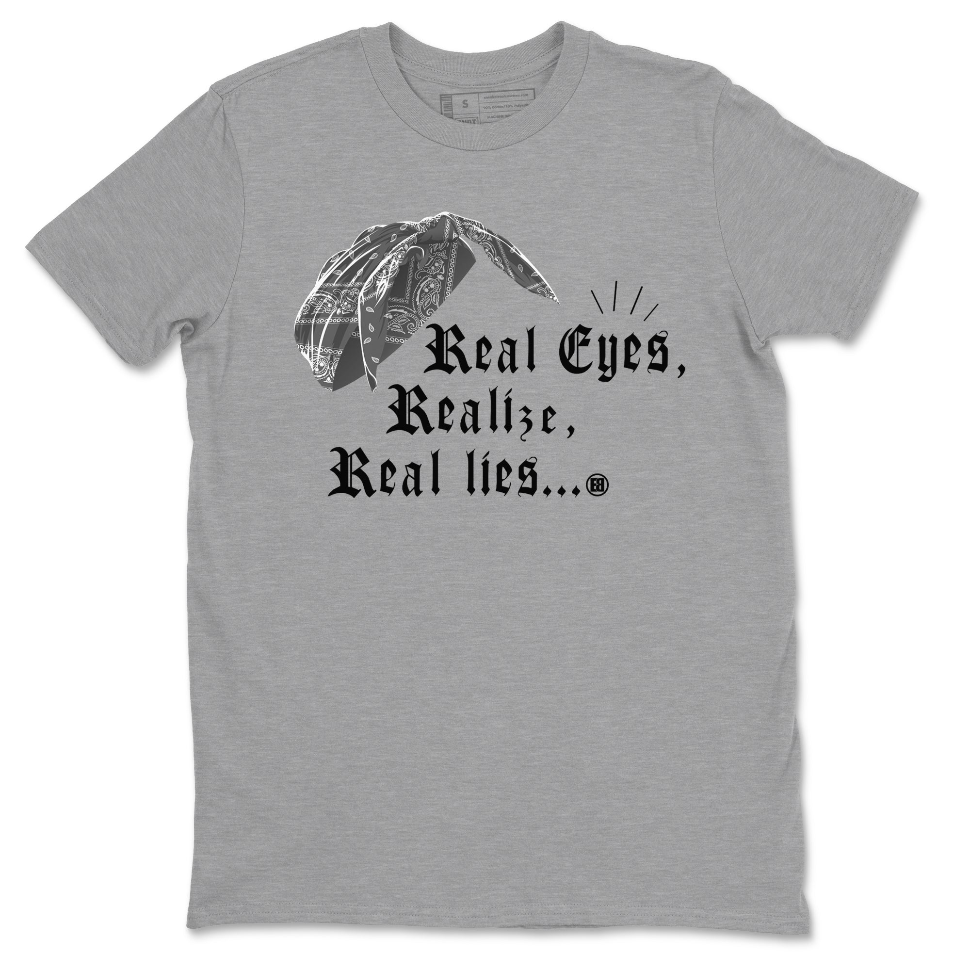 Real Eyes Realize Real Lies snkmatch Tees - Air Jordan 12 Black Wolf Grey