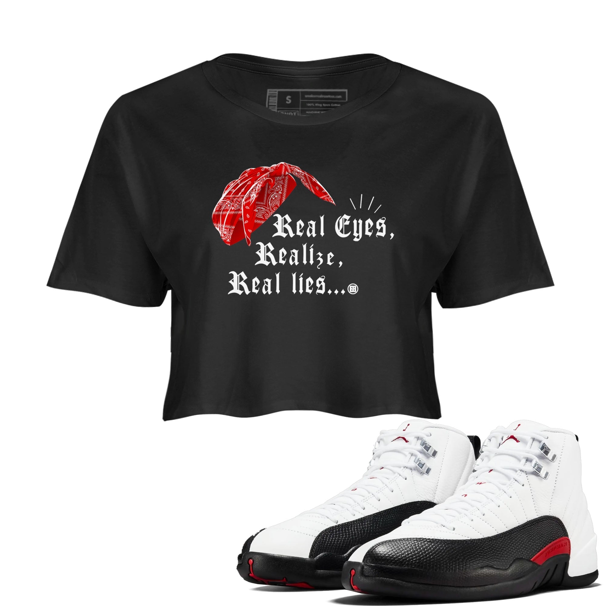 Real Eyes Realize Real Lies snkmatch Women's Top - Air Jordan 12 Taxi Flip